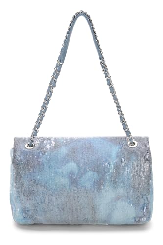 Chanel, Blue Sequin Waterfall Flap Bag Maxi, Blue