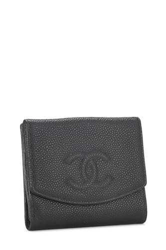Chanel, Black Caviar Timeless 'CC' Compact Wallet, Black