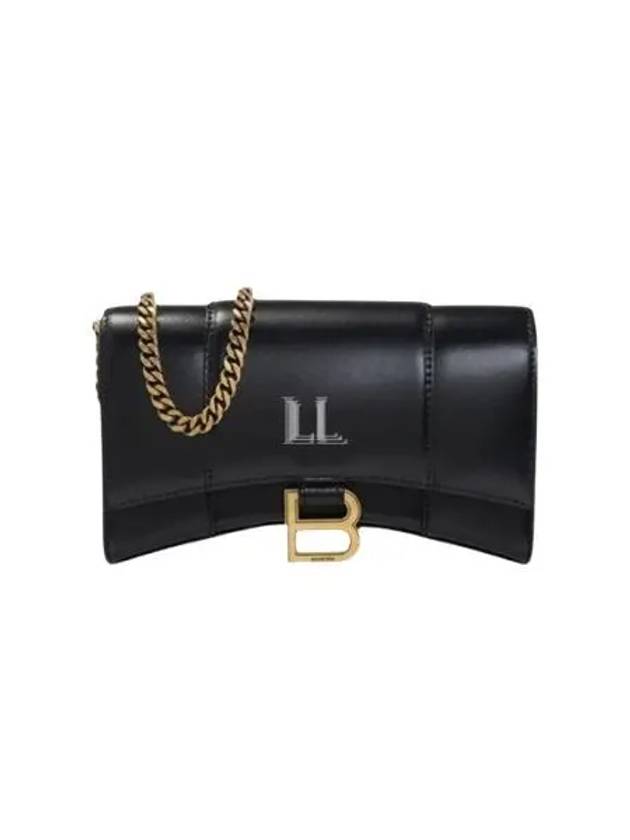 Luxury Balenciaga Hourglass Chain Mini Calfskin Cross Bag Black