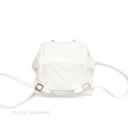 Chanel Quilted Business Affinity Backpack Ivory White Caviar Gold Hardware