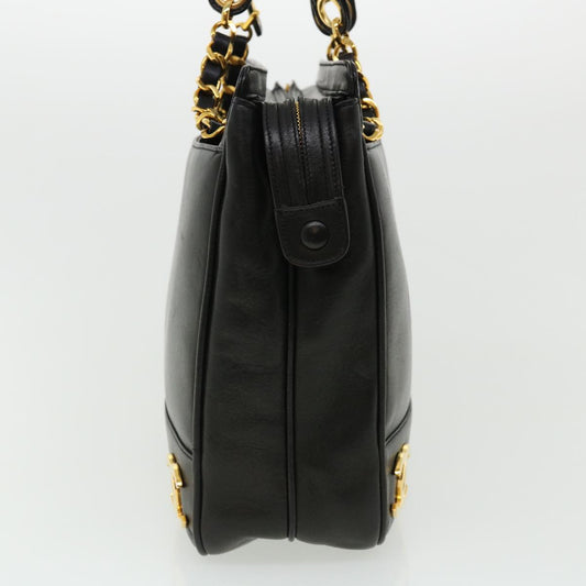 Luxury Chanel Chain Shoulder Bag Lamb Skin Black CC 32454A