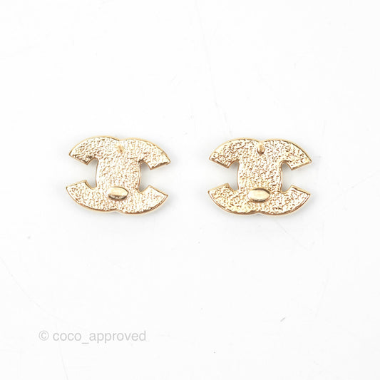 Chanel CC Black Resin Earrings Gold Tone 23K