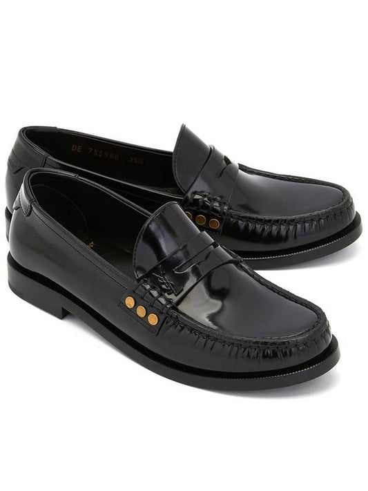 Luxury Saint Laurent Monogram Penny Leather Loafer Black