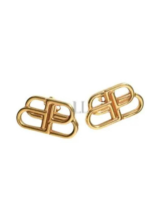 Luxury Balenciaga BB Logo Stud Earrings Gold