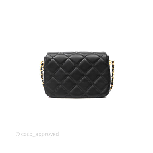 Chanel My Perfect Mini With Pearl Quilted Black Lambskin Gold Hardware
