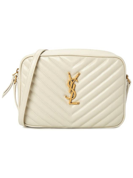 Luxury Saint Laurent Lou Logo Quilting Cross Bag White
