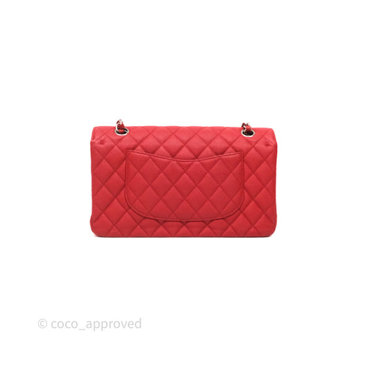 Chanel Classic M/L Medium Flap Quilted Red Caviar Silver Hardware