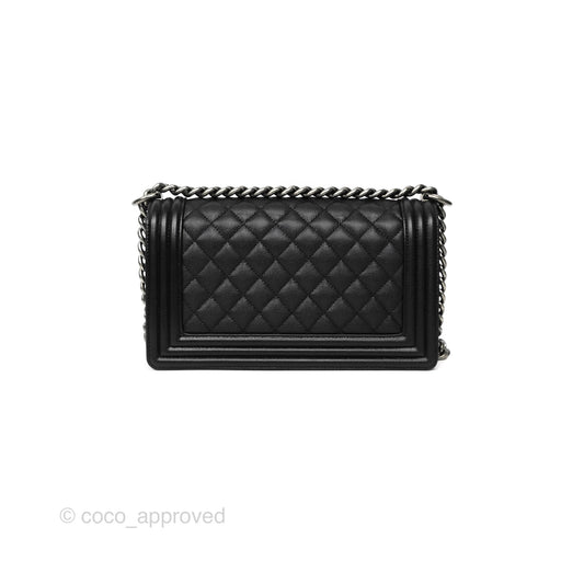 Chanel Medium Boy Quilted Black Caviar Ruthenium Hardware