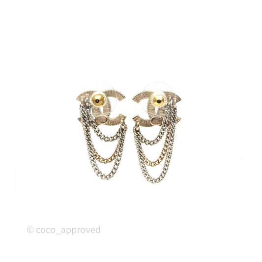 Chanel Crystal CC Chain Pendant Earrings 21B