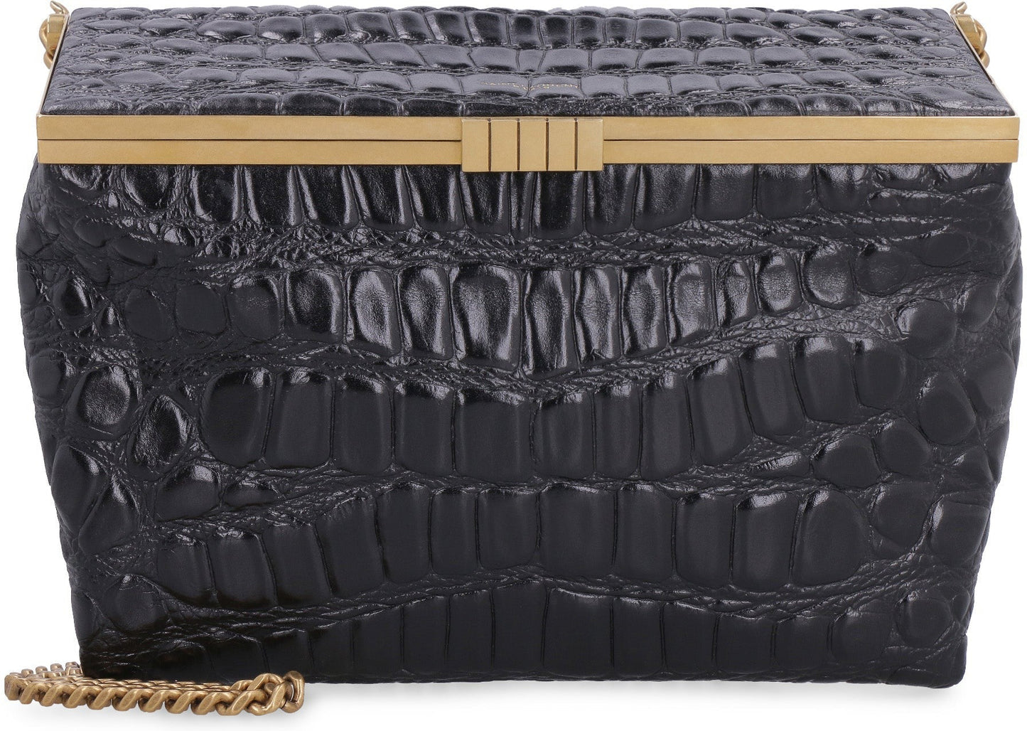 Luxury Saint Laurent Women's Fanny Croco-Print Shoulder Bag in Black | 6982022US0W Color 1000