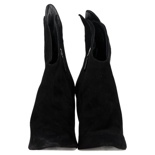 Luxury Bottega Veneta Flame Heeled Ankle Boots in Black Suede