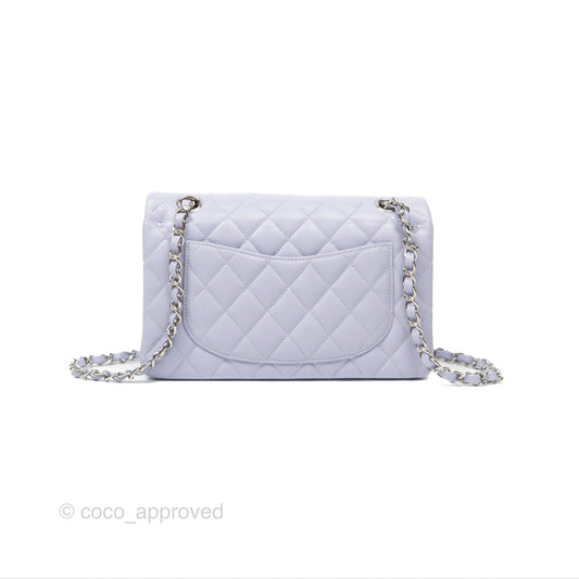 Chanel Small Classic Quilted Flap Lilac Caviar Silver Hardware 21K