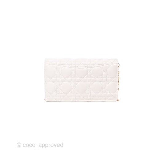 Dior Caro Pouch With Chain Latte Supple Cannage Calfskin