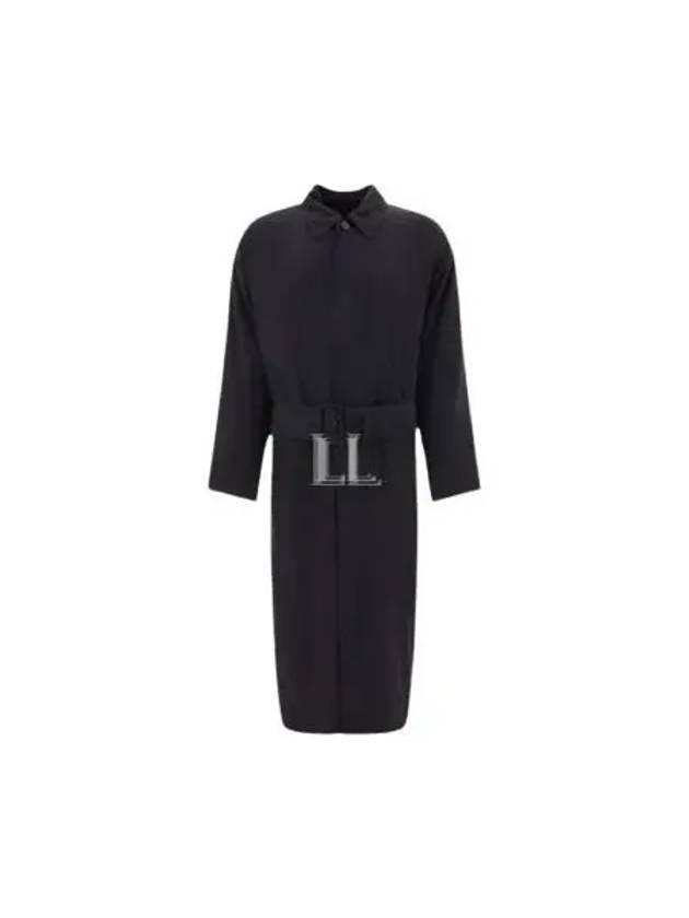 Luxury Balenciaga Belted Maxi Trench Coat Black