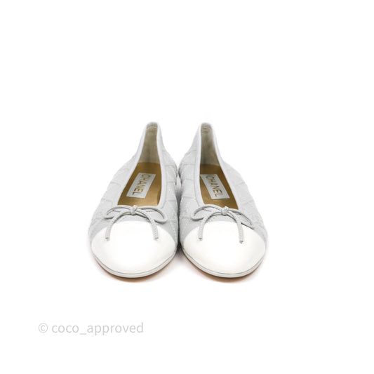 Chanel CC Quilted Grey Ballerina Flats Size 39