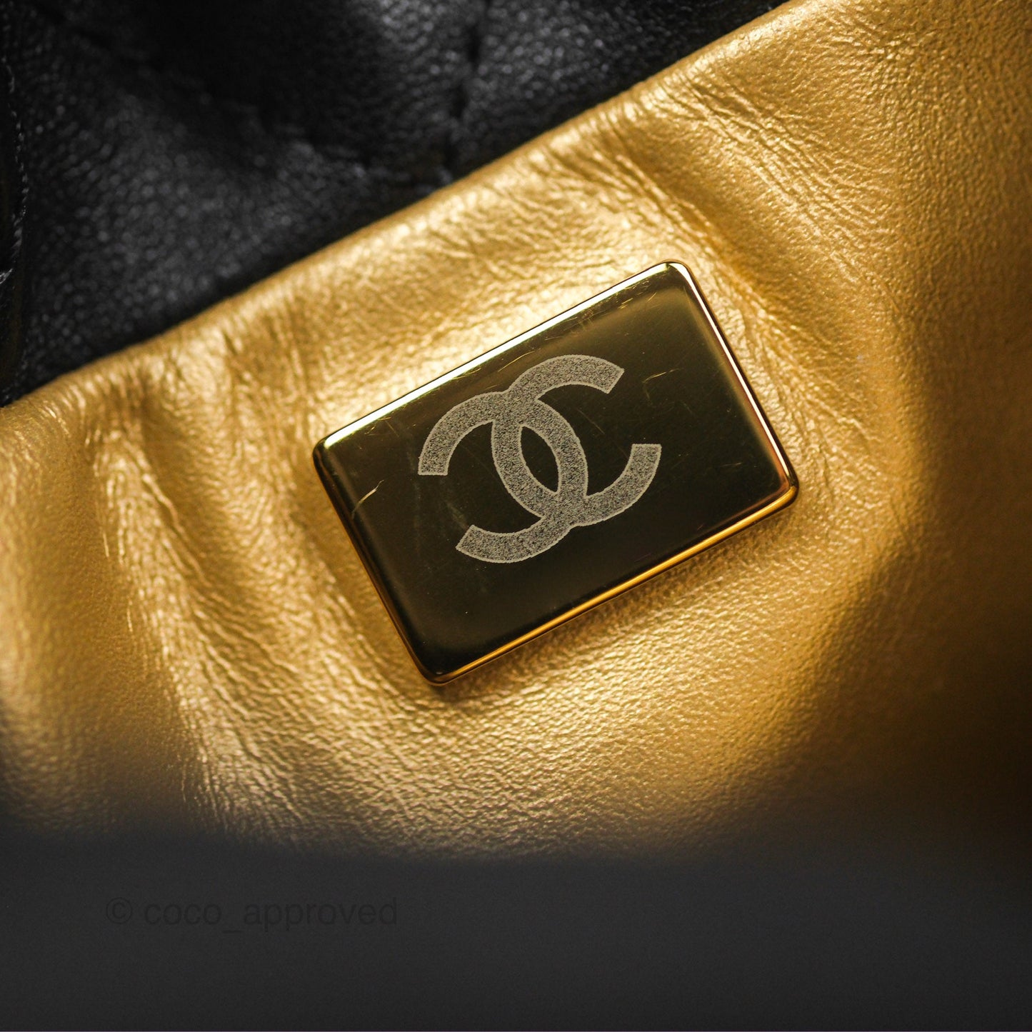 Chanel Pearl Crush Bucket Bag Black Lambskin Aged Gold Hardware 22S
