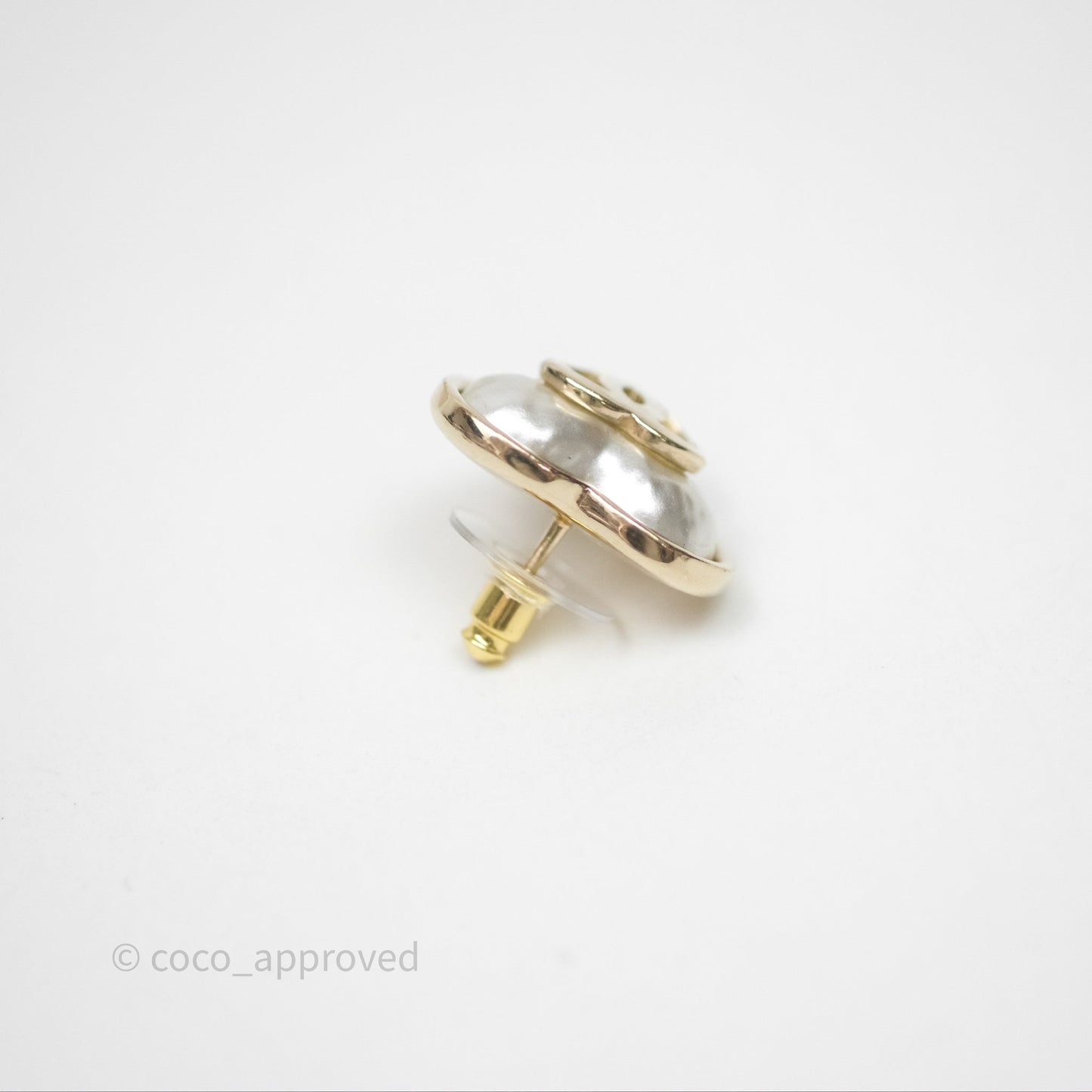 Chanel Pearl CC Heart Earrings Gold Tone 22C