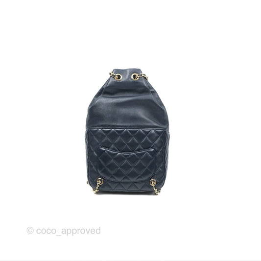 Chanel Small Seoul Backpack Navy Lambskin Gold Hardware