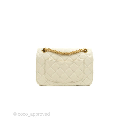 Chanel Mini Reissue 224 White Ivory Aged Calfskin Aged Gold Hardware