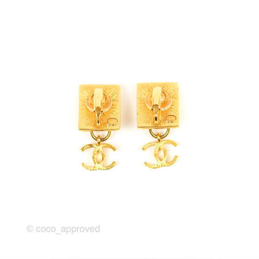 Chanel Lion CC Drop Ear Clip Gold Tone 22A
