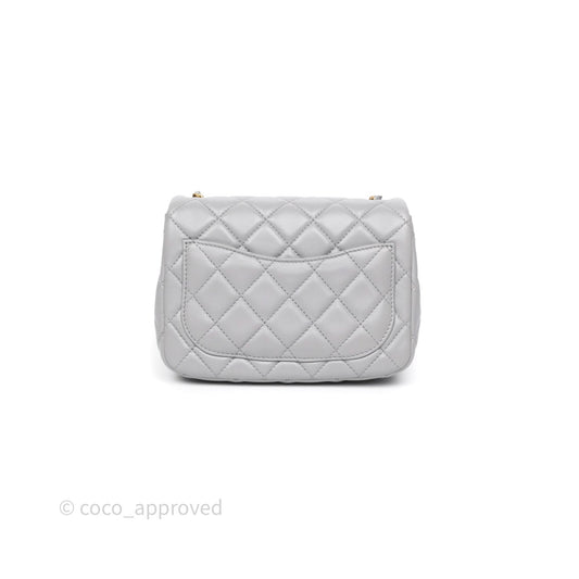 Chanel Pearl Crush Mini Square Quilted Grey Lambskin Aged Gold Hardware