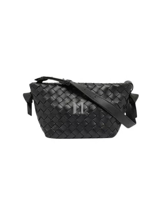 Luxury Bottega Veneta Intrecciato Tie Shoulder Bag Black