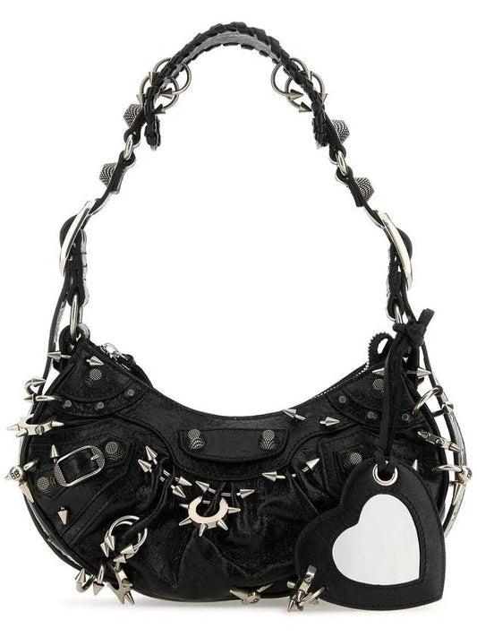 Luxury Balenciaga Le Cargol XS Metal Detail Shoulder Bag Black