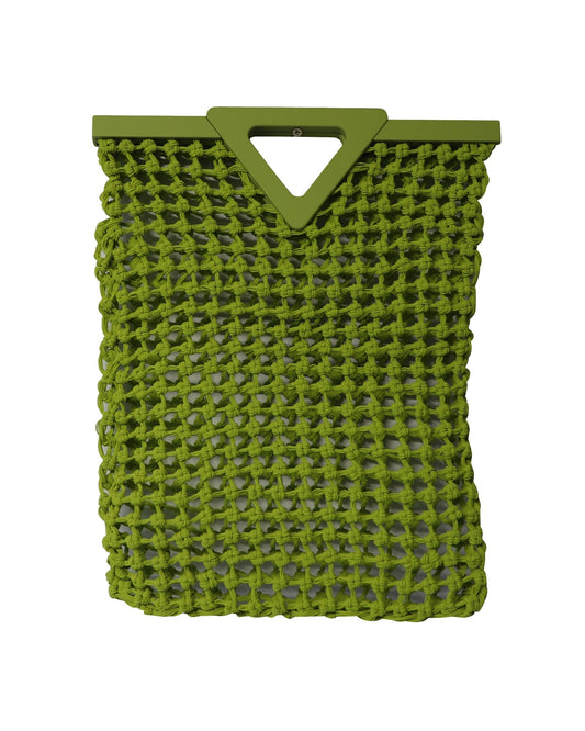 Luxury Bottega Veneta Point Macramé Tote in Chartreuse Rubber