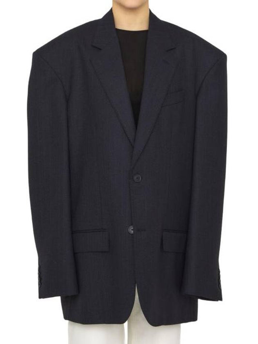 Luxury Balenciaga Pinstripe Wool Blazer Jacket Black
