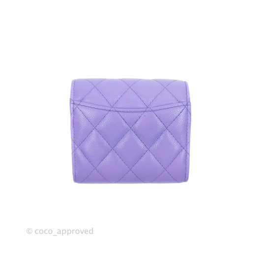 Chanel Classic Flap Wallet Purple Caviar Gold Hardware 20S