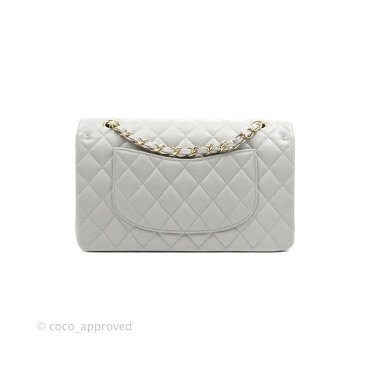 Chanel Classic M/L Medium Double Flap Grey Caviar Gold Hardware