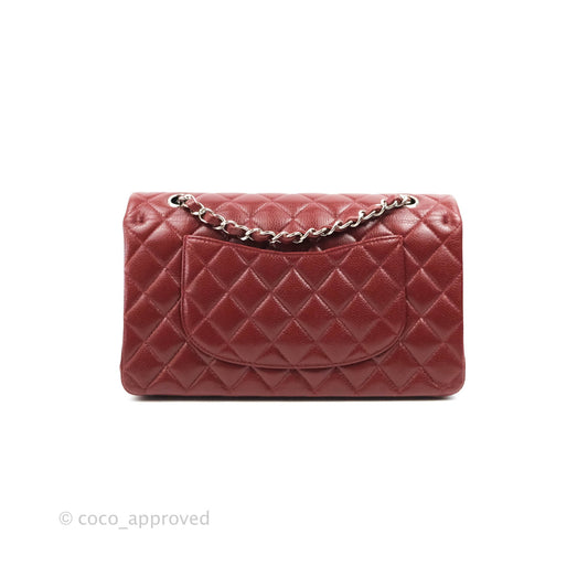 Chanel Classic M/L Medium Double Flap Red Caviar Silver Hardware