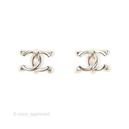 Chanel CC Crystal Earrings Gold Tone 21A