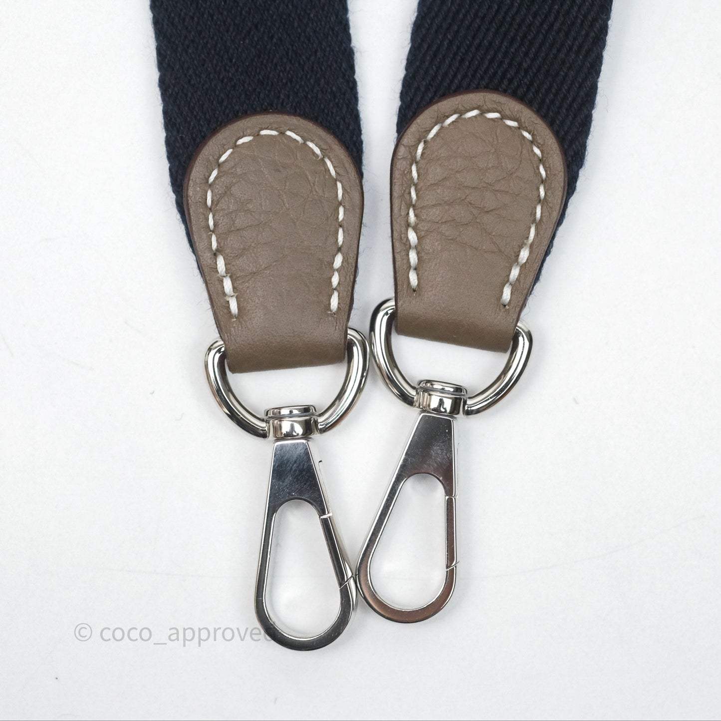 Hermès Mini Evelyne 16 Etoupe 18 Clemence Palladium Hardware with Bleu Indigo Strap