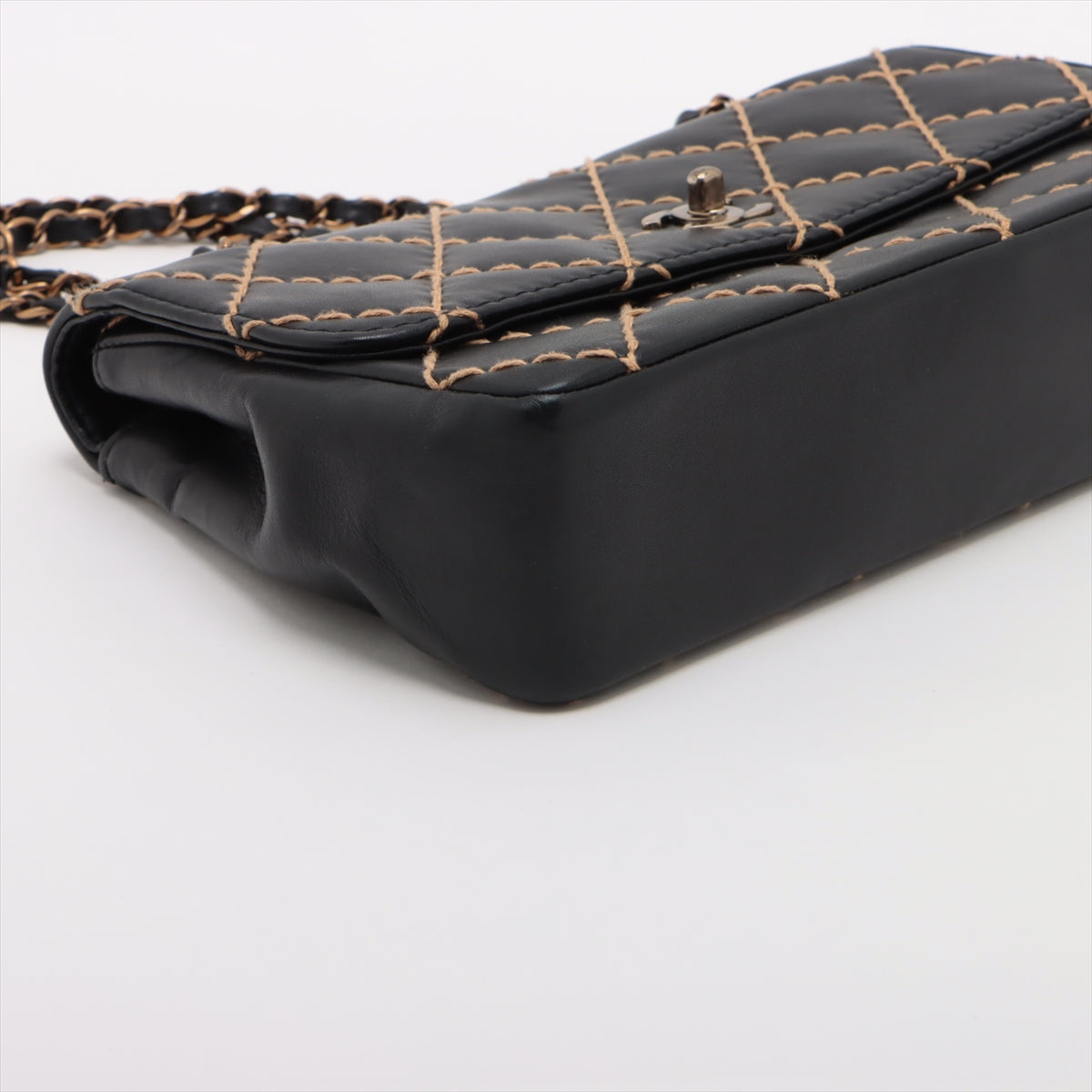 Chanel Wild Stick Single Flap Double Chain Bag Black G 6th