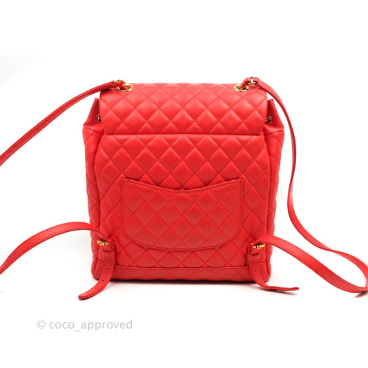 Chanel Quilted Urban Spirit Backpack Red Calfskin Gold Hardware