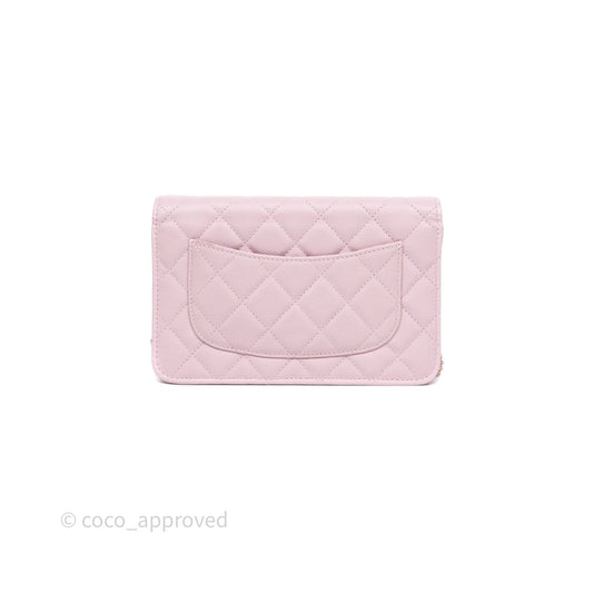 Chanel Classic Quilted Wallet On Chain WOC Pink Caviar Gold Hardware