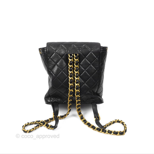 Chanel Vintage CC Duma Backpack Black Lambskin 24K Gold Hardware