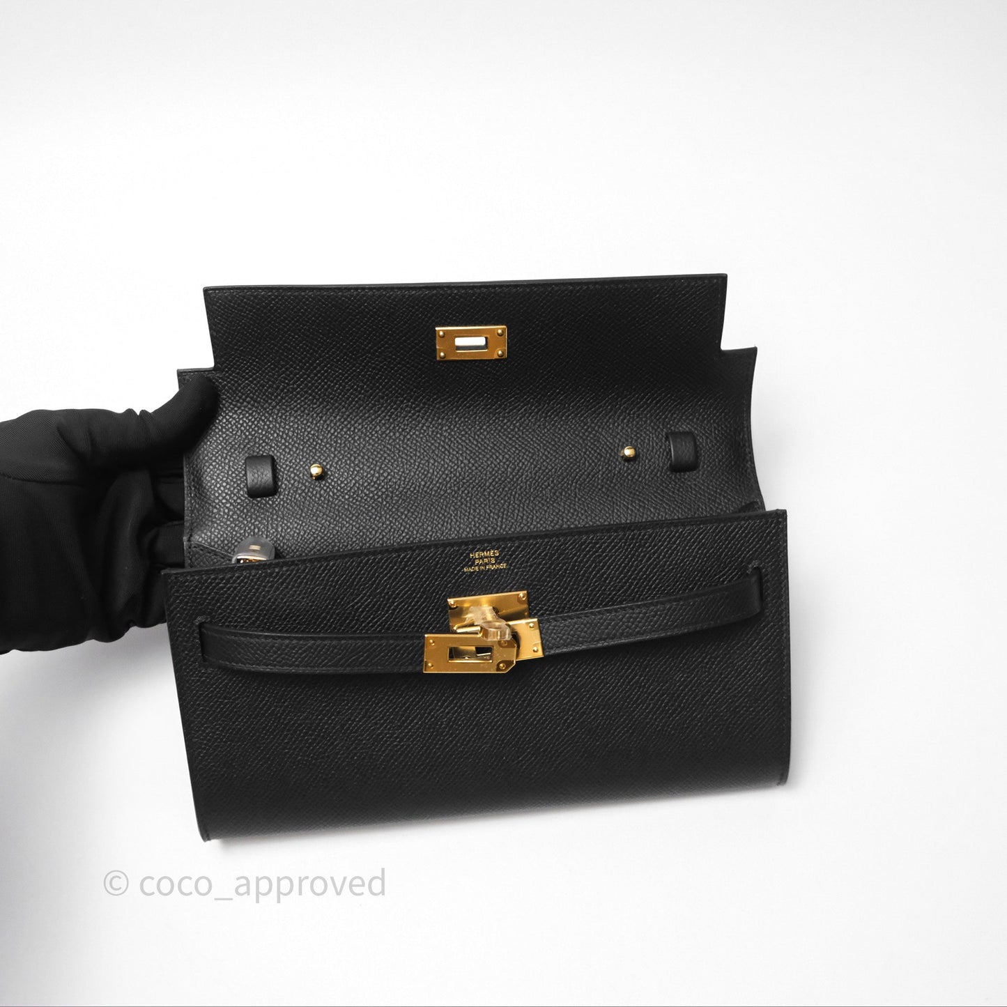 Hermès Kelly To Go Wallet Noir 89 Black Epsom Gold Hardware