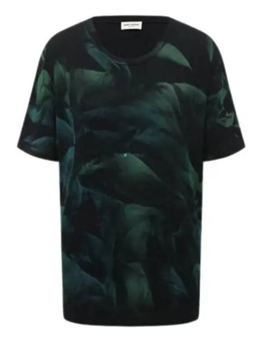 Luxury Saint Laurent Tie Dye Logo Short Sleeve T-Shirt Green