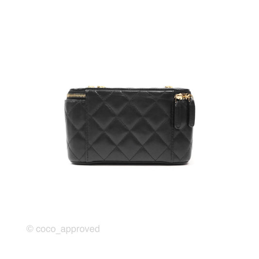Chanel All Slide Vanity with Adjustable Chain Black Lambskin Aged Gold Hardware