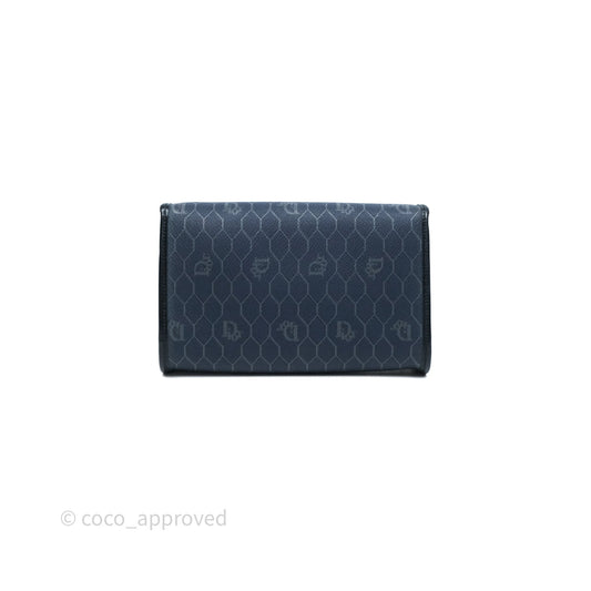 Christian Dior Vintage Honeycomb Flap Bag Navy Gold Hardware