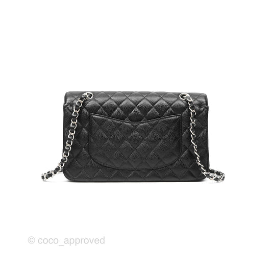Chanel Classic M/L Medium Flap Quilted Black Caviar Silver Hardware