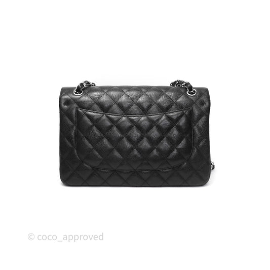Chanel Jumbo Double Flap Black Caviar Silver Hardware