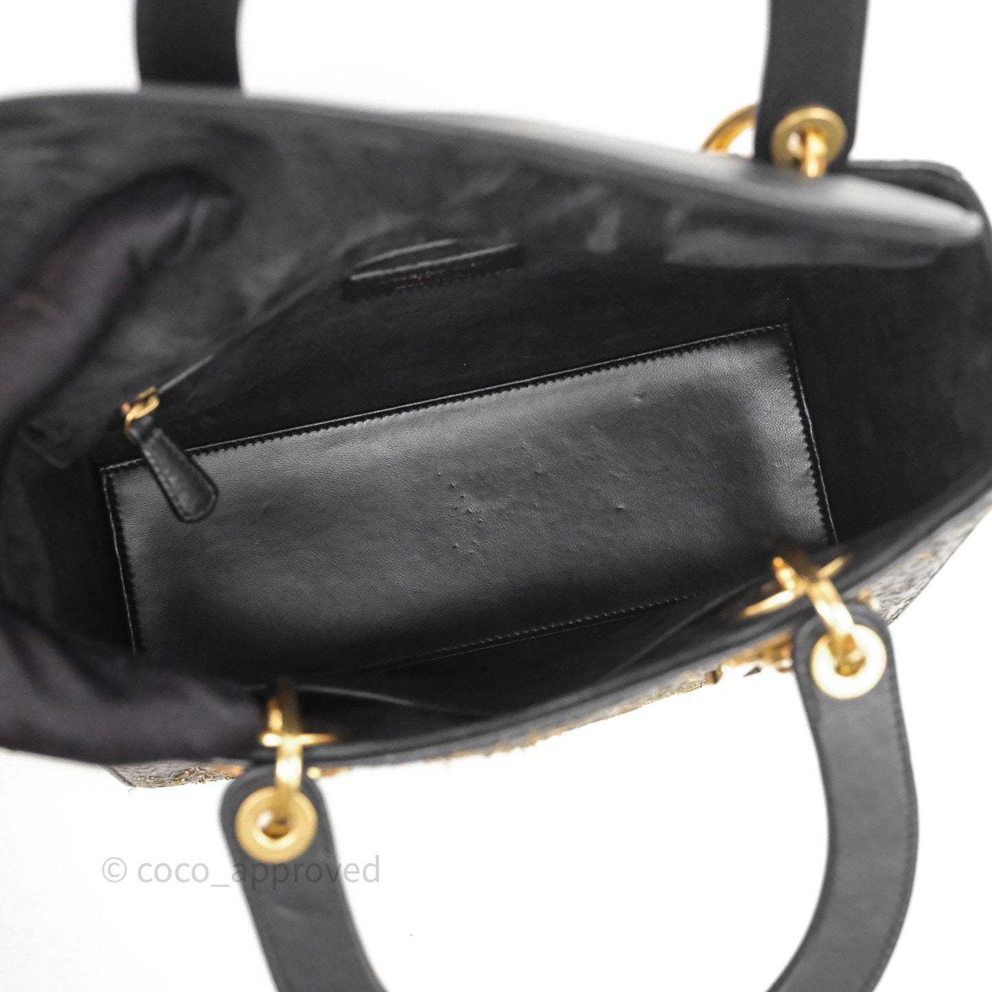 Christian Dior Medium Lady Dior Limited Edition The Moon In My EyesBag Black Calfskin Gold Hardware