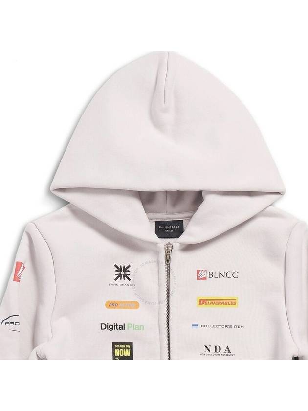 Luxury Balenciaga Business English Zip-Up Hoodie Offwhite