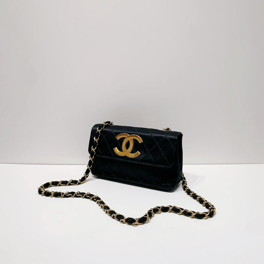 No.001665-4-Chanel Vintage Satin Mini Flap Bag