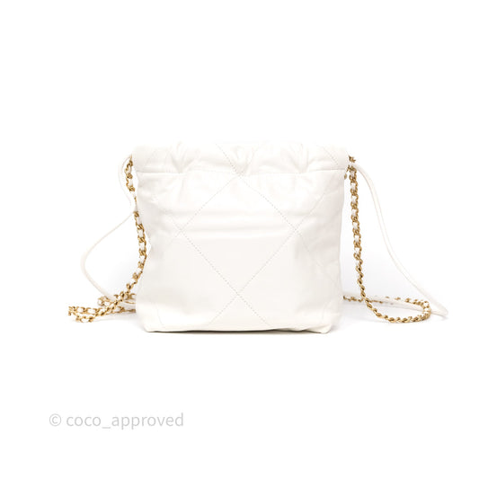 Chanel 22 Mini Bag White Calfskin Aged Gold Hardware
