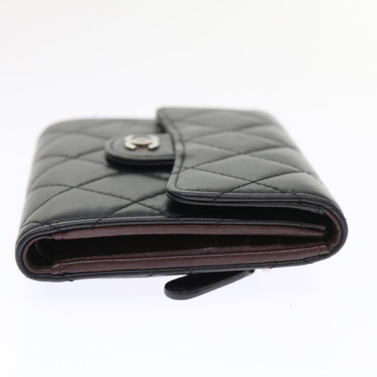 Luxury Chanel Matelasse Wallet Lamb Skin Black CC 47561