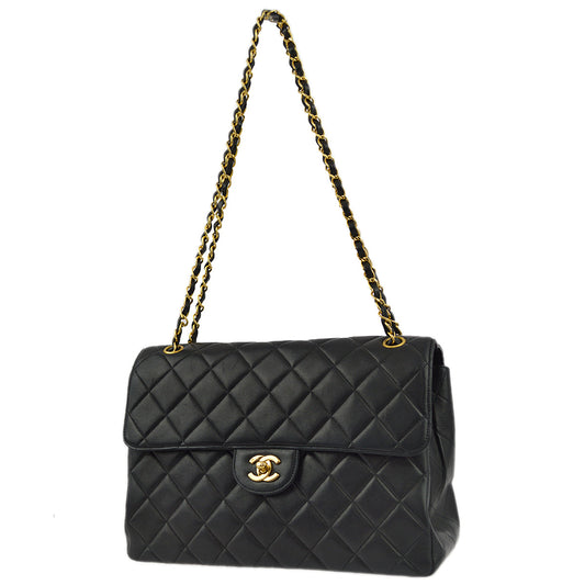 Chanel Black Lambskin jumbo Double Sided Classic Flap Bag